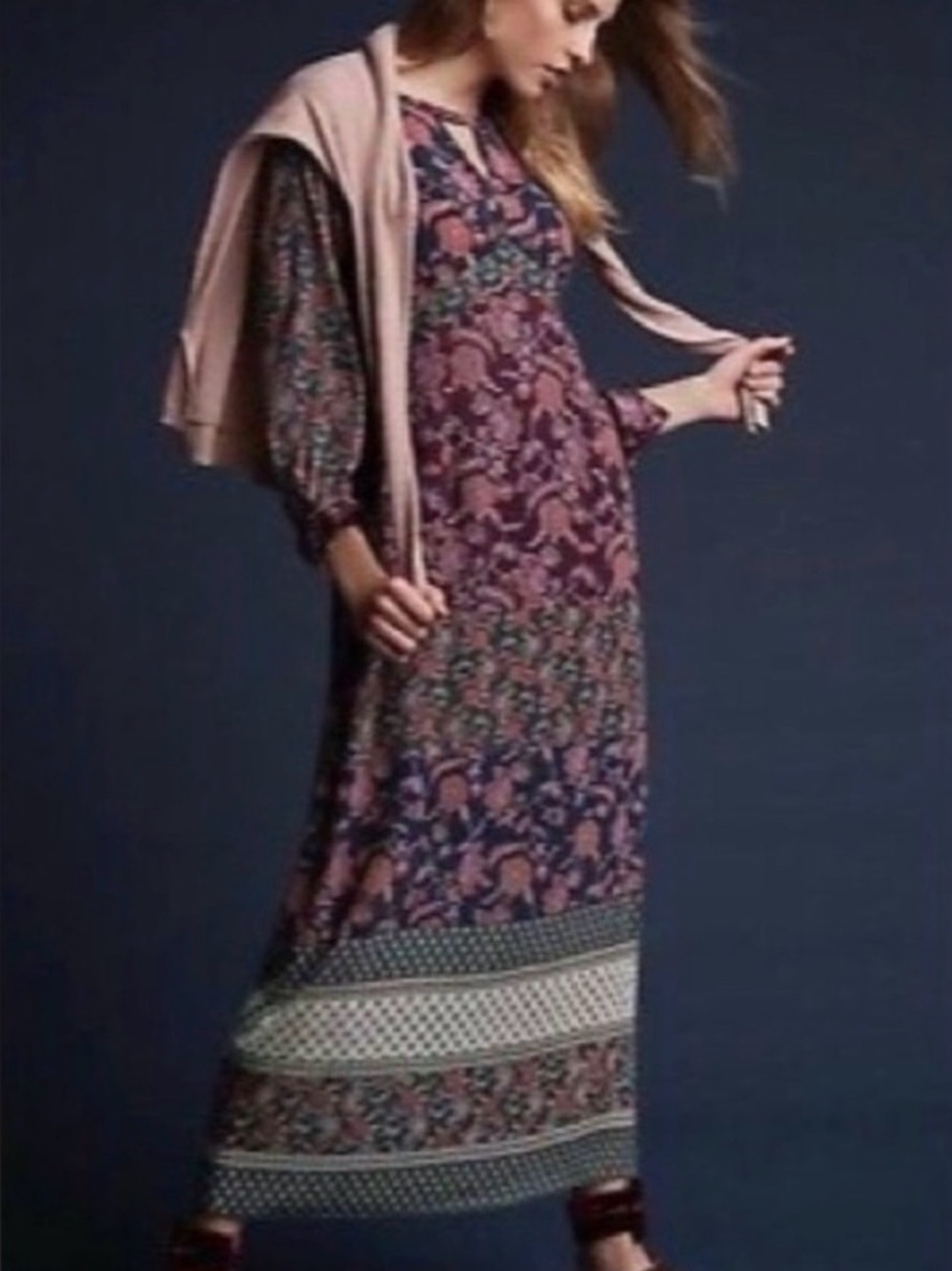 Cabi Women's Festive Retro Floral Maxi Dress Multicolor - XS